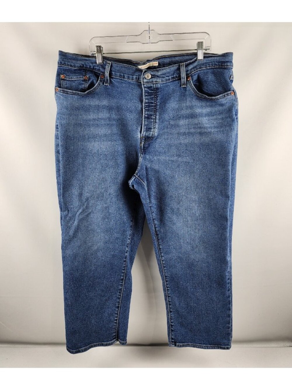 Levis Jeans Womens 24W Plus Blue Wedgie Straight Button Fly Straight Crop Denim